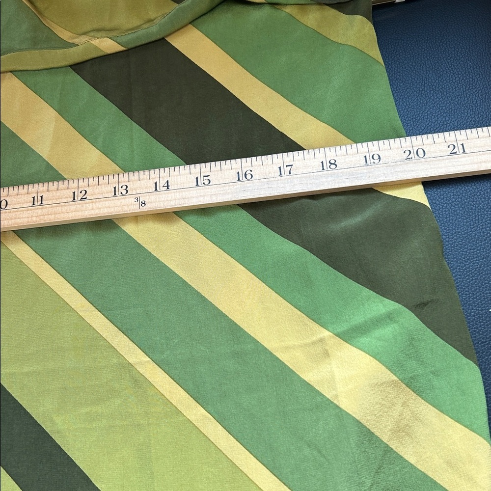Striped Maxi Dress Green Silky Spaghetti Strap Long Size Medium - Picture 7 of 9
